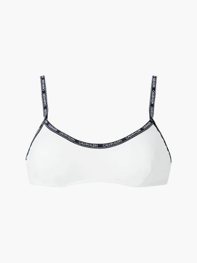 Calvin Klein Fürdőruha HU749897 | Calvin Klein Logo Tape Bralette Női Bikini Felső Fehér